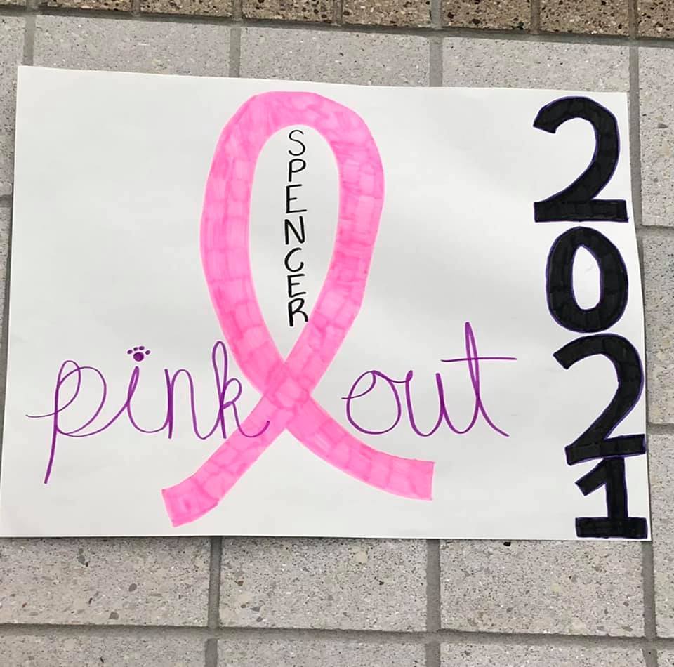 Sign reading "Spencer Pink Out 2021"