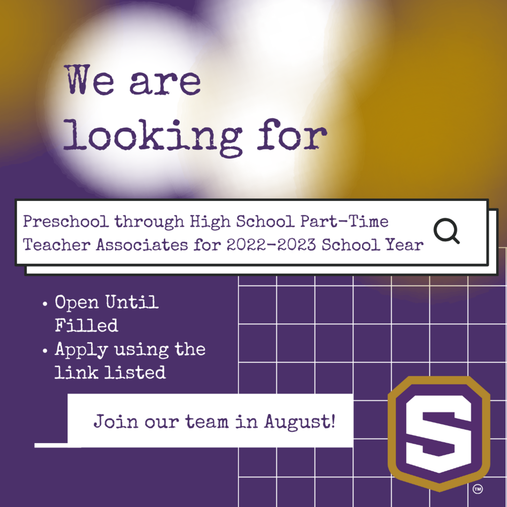 Wanted Preschool through High School Part-Time Teacher Associates for 2022-2023 School Year